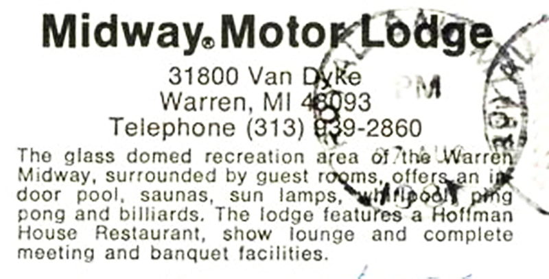 Midway Motor Lodge - Postcard For Warren Location (newer photo)